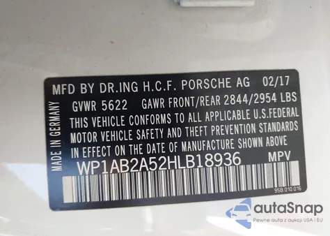 2017 Porsche Macan S из США, поврежденный, VIN WP1AB2A52HLB18936